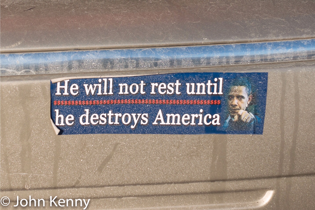 A bumper sticker outside a Ted Cruz meet & greet in Manchester, New Hampshire. 1/21/16